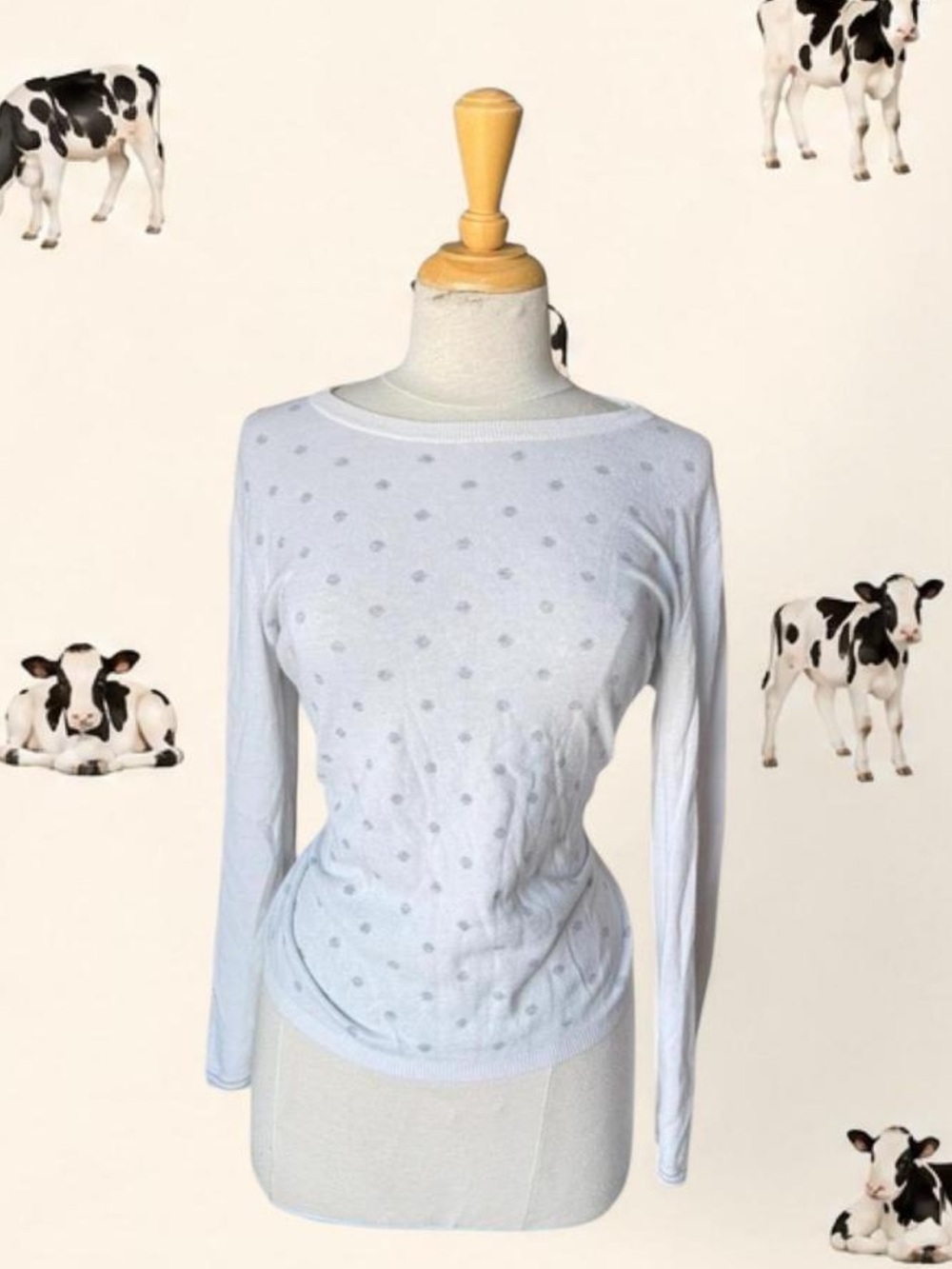Tommy Hilfiger White and grey polka dot sweater
